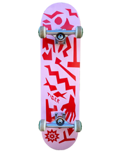 Load image into Gallery viewer, Dawn of Man Skateboard Deck Pictured With Trucks